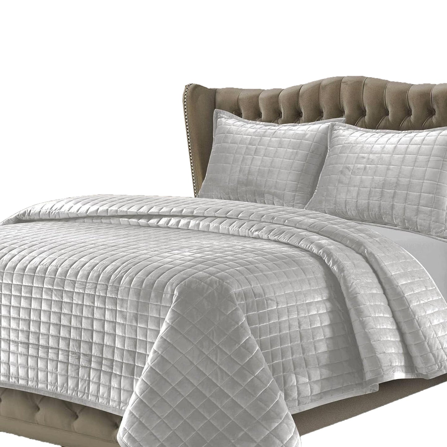 260GSM Super Soft Velvet Box Stitch Bedding Quilt Cover Set - Silver Grey