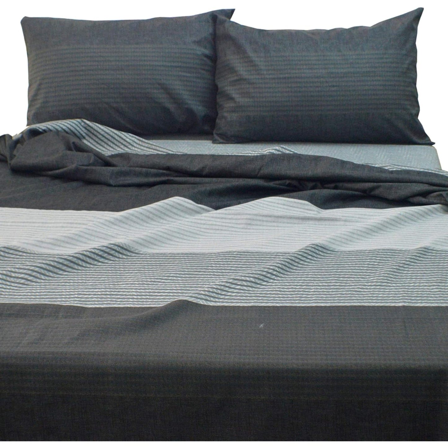 Soft and Lightweight Microfibre Deep Bed Sheet Set - Grey Black