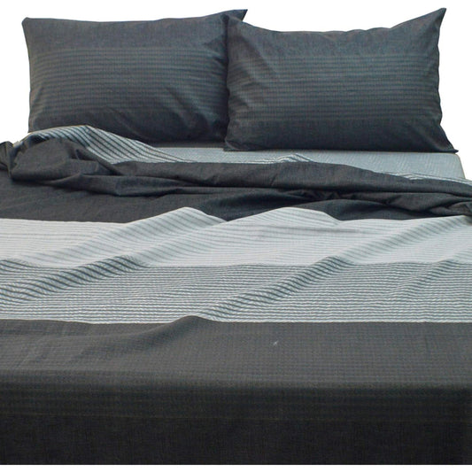 Soft and Lightweight Microfibre Deep Bed Sheet Set - Grey Black
