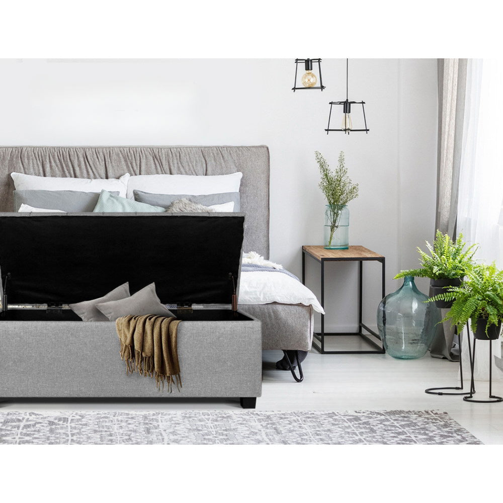 Storage Ottoman Footstool Blanket Box Foot Stool Bench Toy Seat Grey