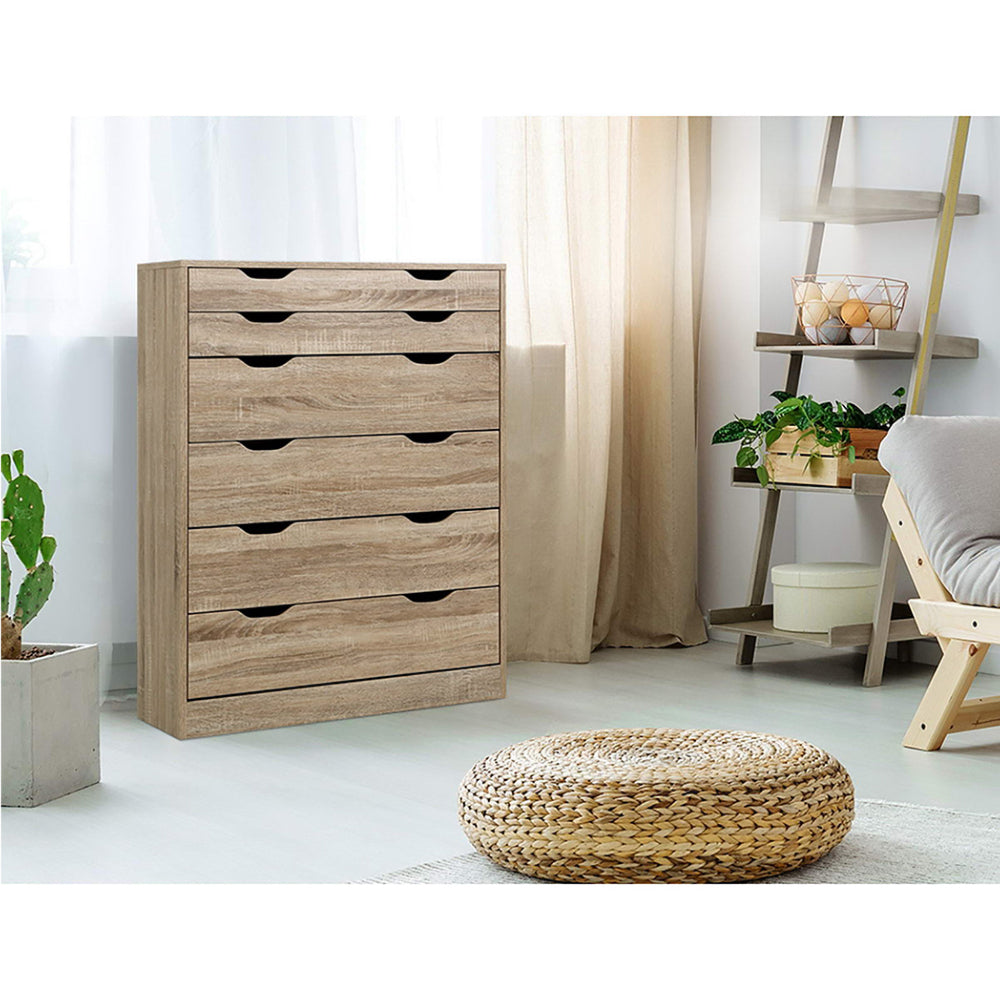 6 Chest of Drawers Tallboy Dresser Table Storage Cabinet Oak Bedroom