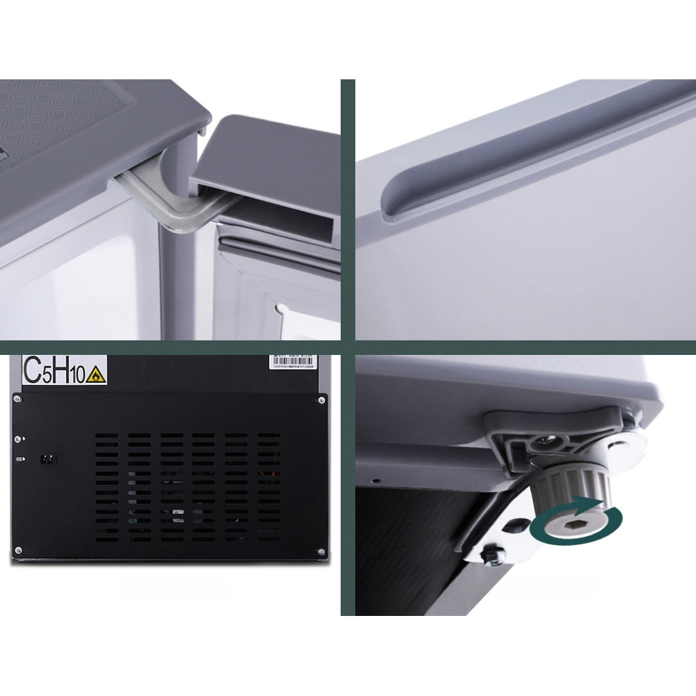 65L Portable Fridge Bar Freezer Cooler Upright 12V/24V/240V Caravan Car Silver