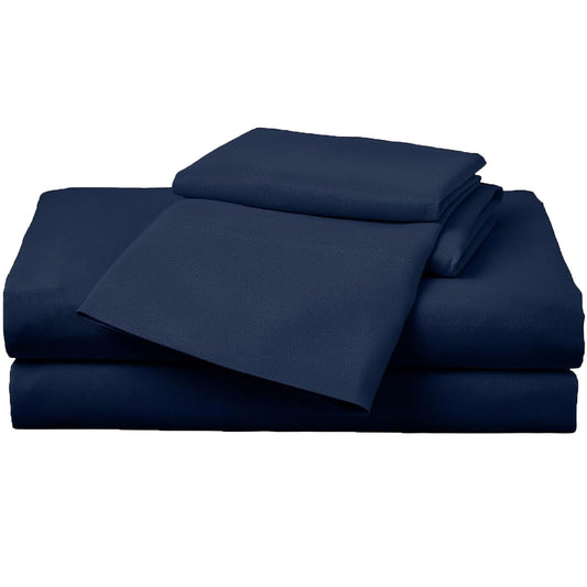 Soft Microfibre Bed Sheet Set with Elastic Pockets - Navy