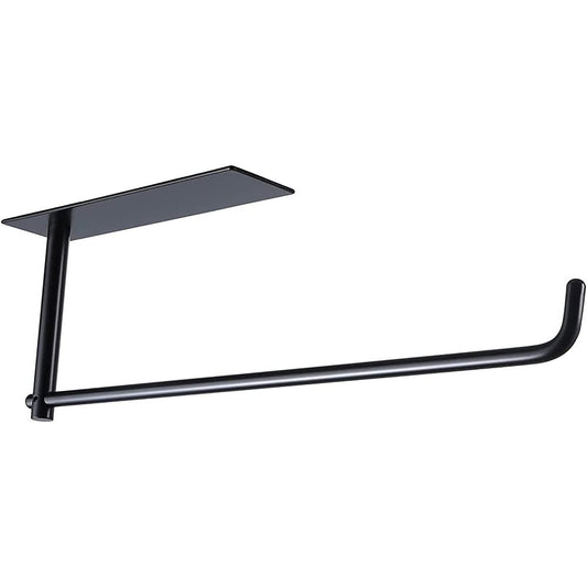 Self Adhesive Stainless Steel Paper Towel Holder Rack - Black