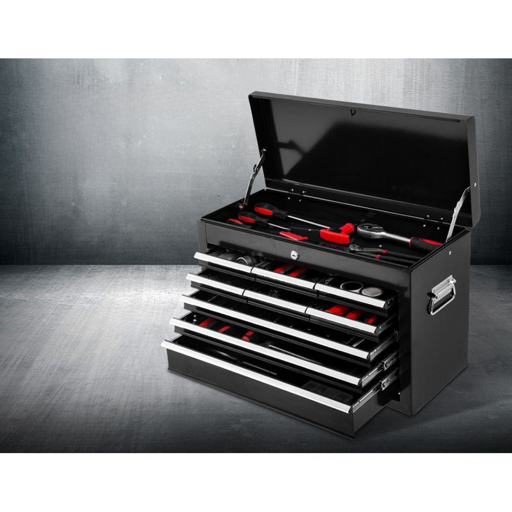 Tool Chest Trolley Box Cabinet Cart Garage Storage Black - 16 Drawers