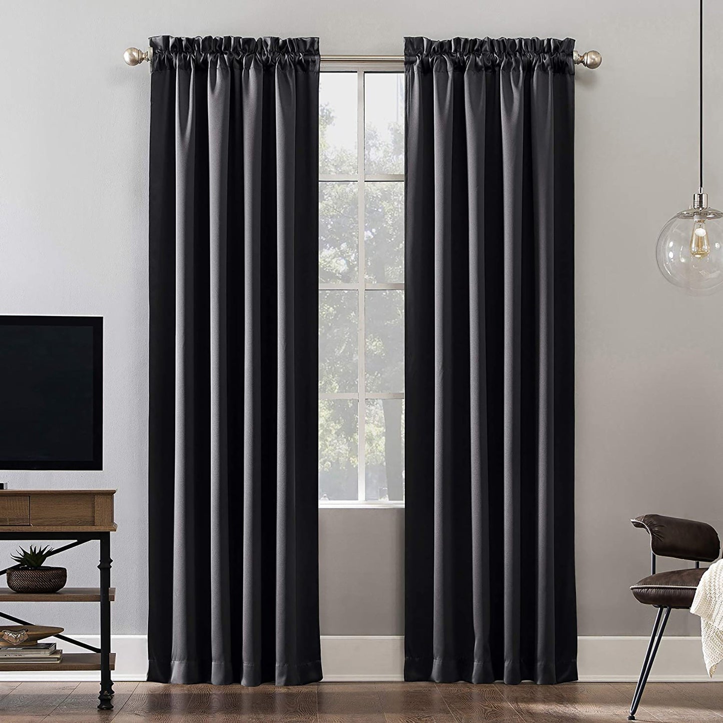 Oslo Theater Grade Extreme Total Blackout Rod Pocket Curtain Panel 52x63 Inches - Coal