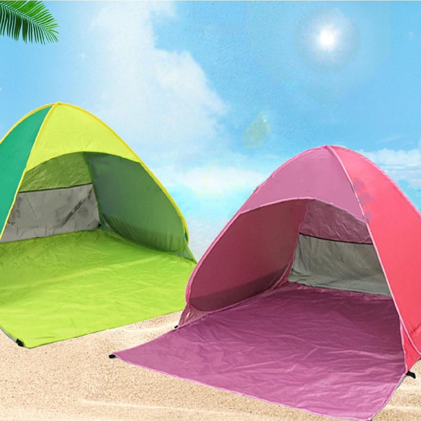 UV Protection Pop Up Beach Canopy Mesh Sun Shade Shelter for Camping
