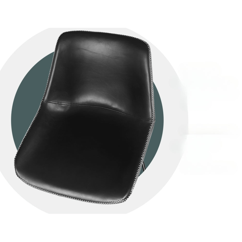 Set of 2 Bar Stools Kitchen Metal Bar Stool Dining Chairs PU Leather Black