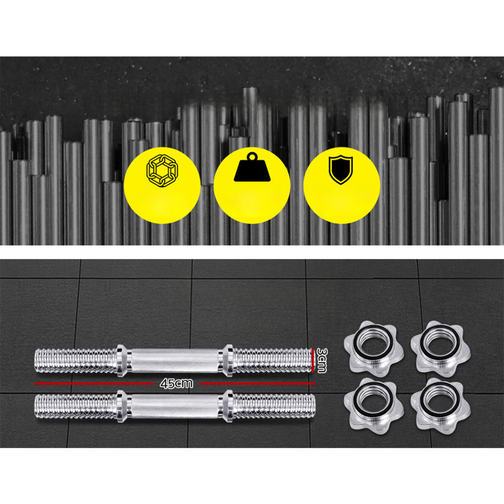 45cm Dumbbell Bar Solid Steel Pair Gym Home Exercise Fitness 150KG Capacity