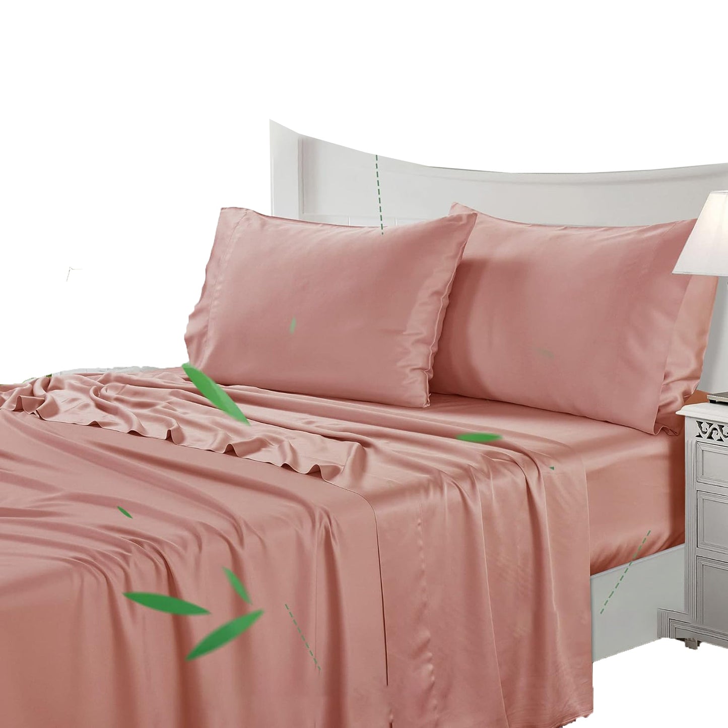 100% Bamboo Luxuriously Breathable and Silky Soft Bed Sheet Set - Blush