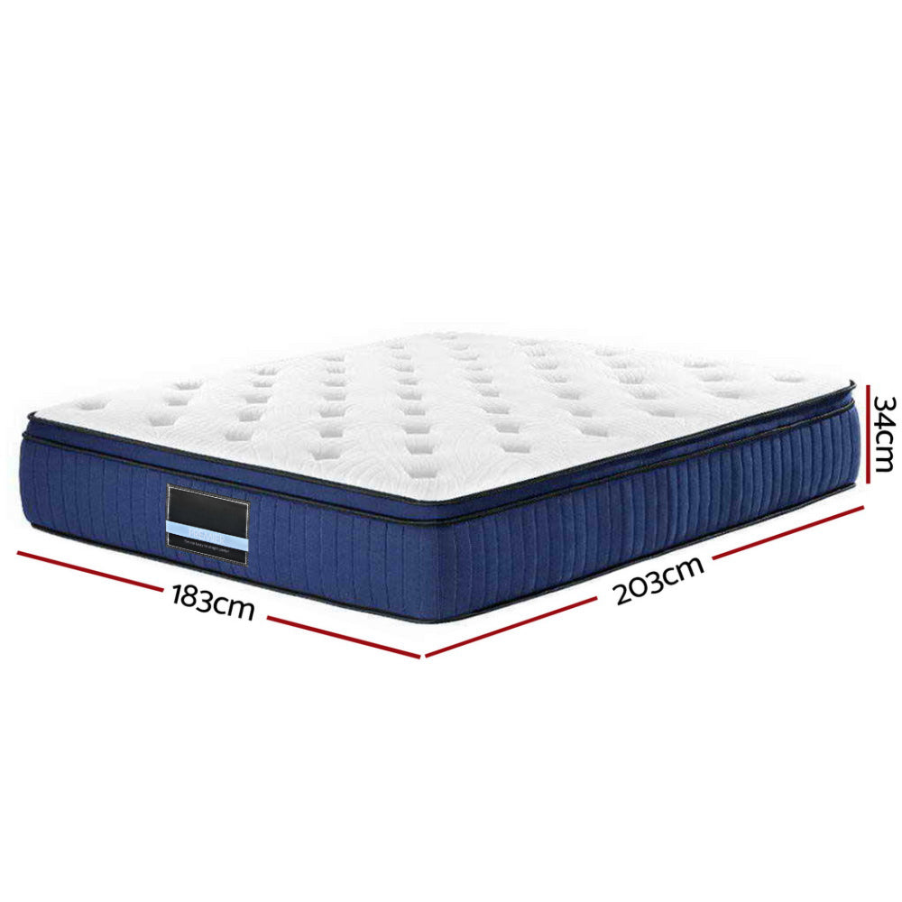 Bedding Euro Top Cool Gel Pocket Spring Mattress - 34cm Double/Queen/King