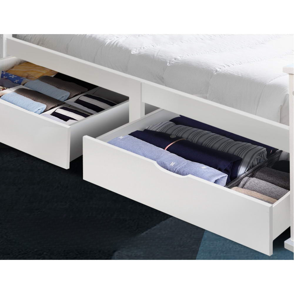Wooden Bed Frame Timber Single Size Kids Adults Storage Drawers Base