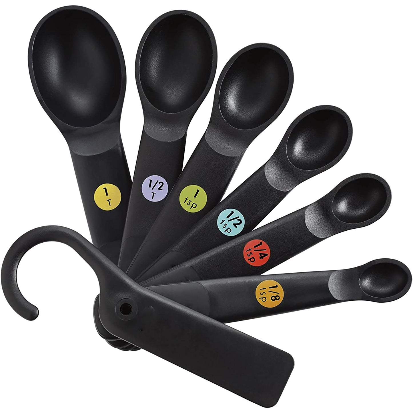 Easy to Read Plastic Measure Spoons 7 Piece - Black