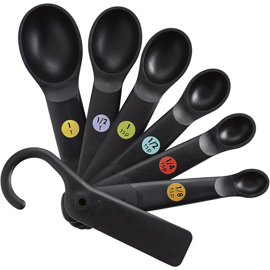 Easy to Read Plastic Measure Spoons 7 Piece - Black