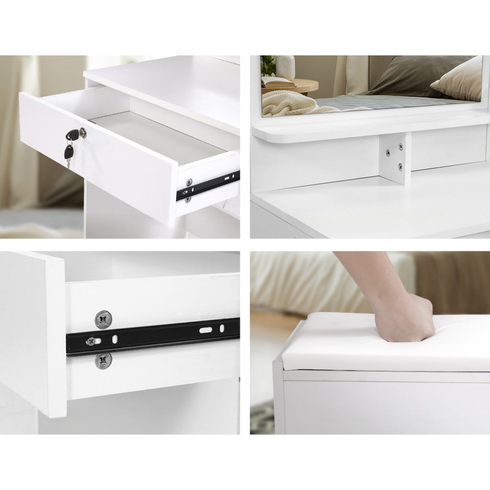 Dressing Table Mirror Stool Jewellery Cabinet Makeup Organizer Drawer