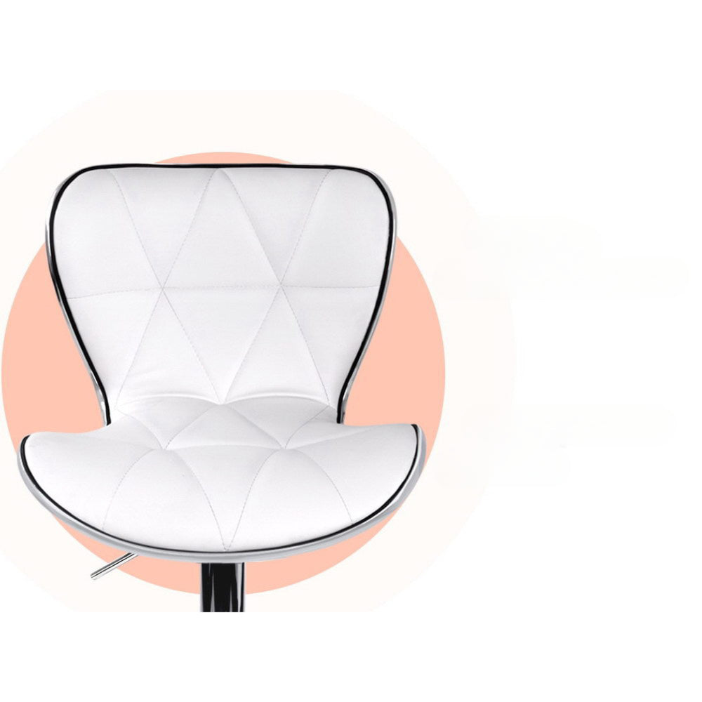 Set of 4 PU Leather Patterned Bar Stools - White and Chrome