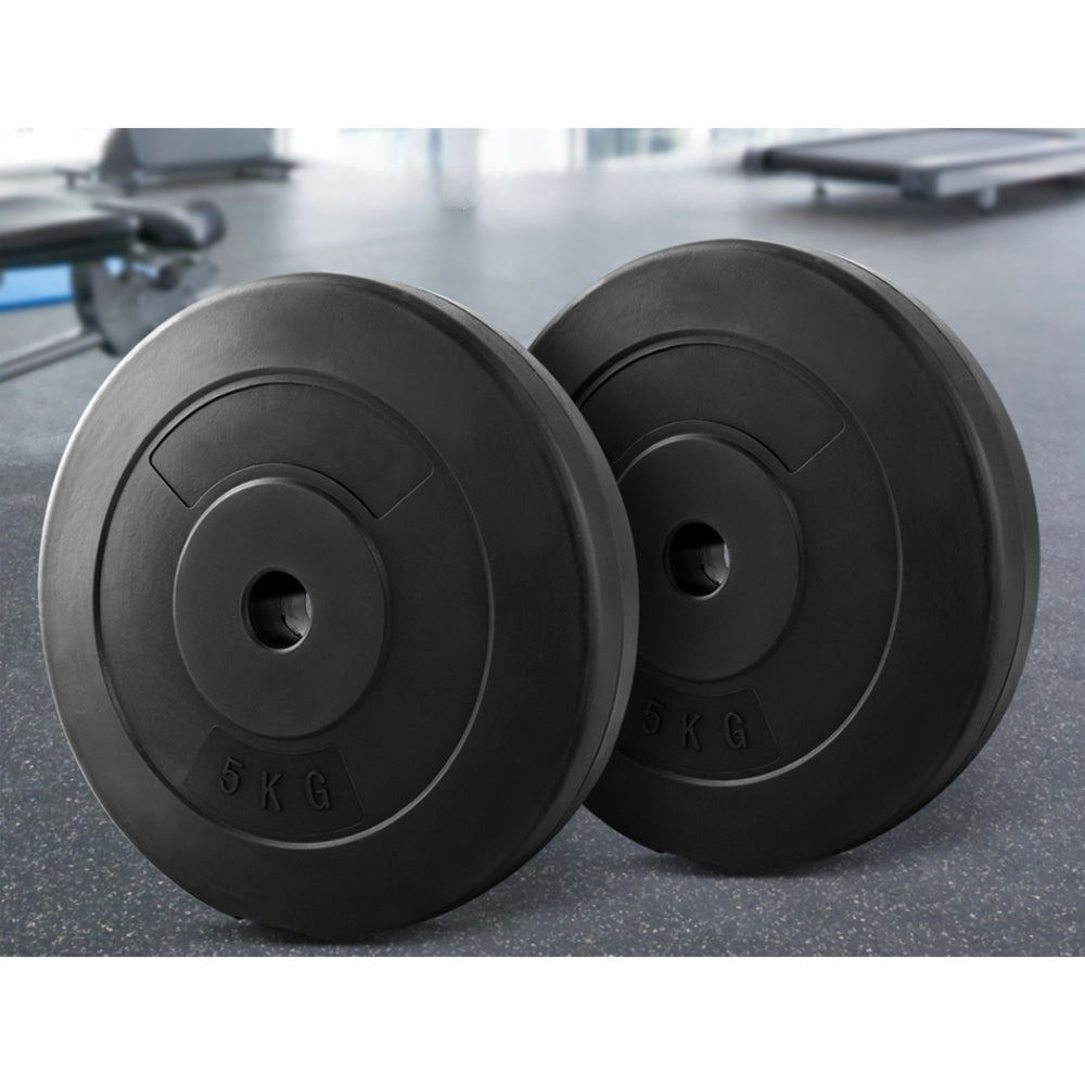 2 x 5KG Barbell Weight Plates Standard Home Gym Press Fitness Exercise Rubber