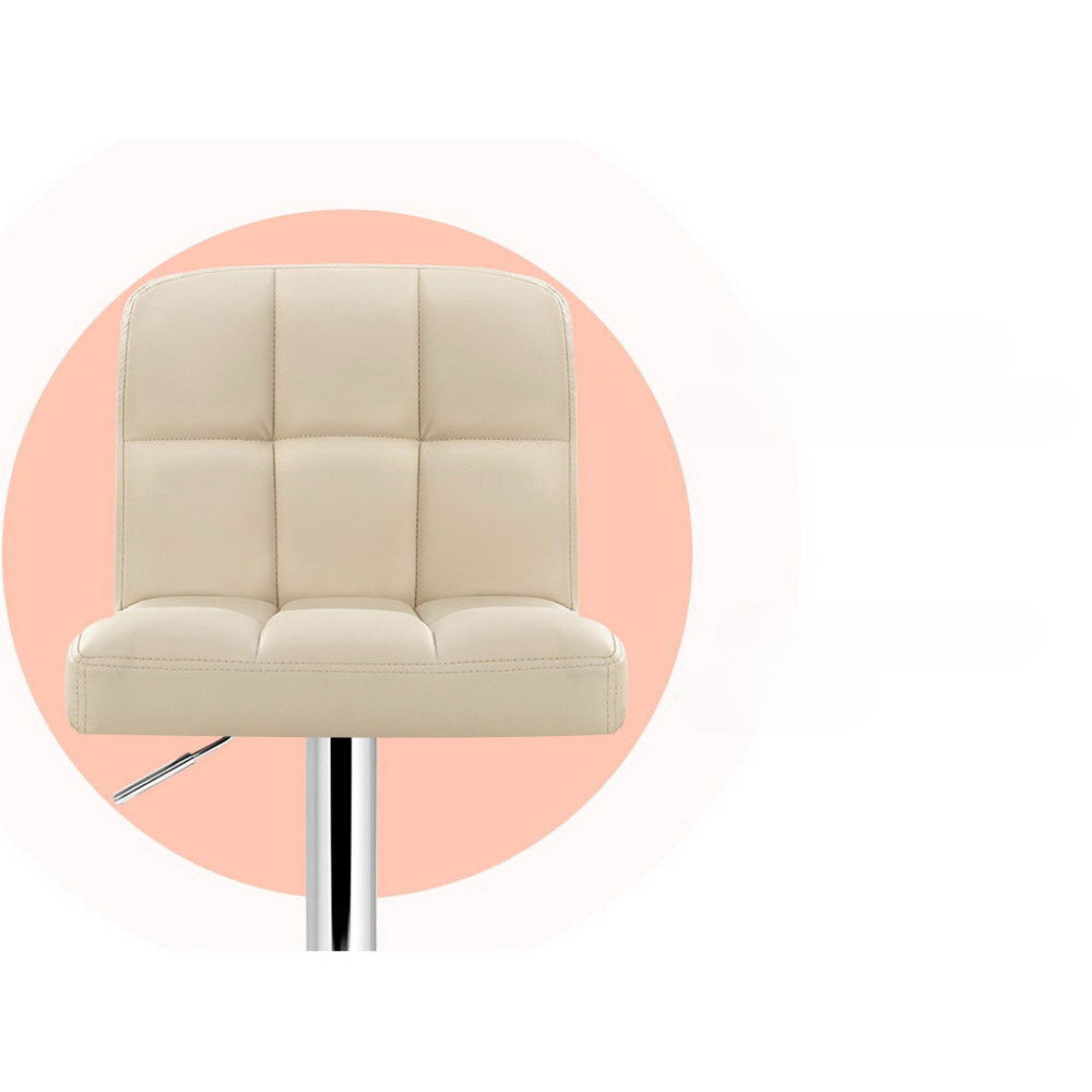 Set of 4 PU Leather Gas Lift Bar Stools - Beige