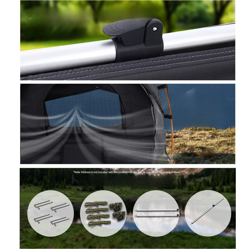 Camping Double Swag Canvas Free Standing Dome Tent - Dark Grey