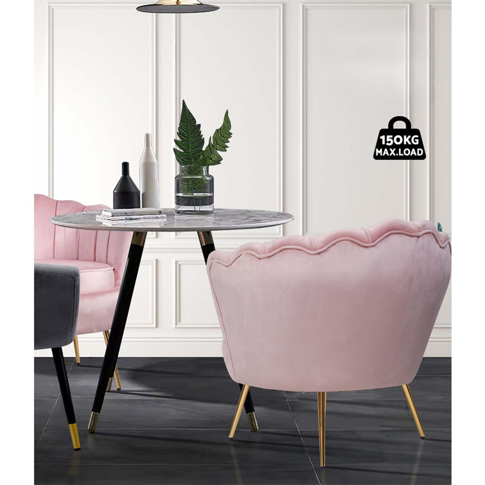 Armchair Lounge Chair Accent Armchairs Retro Single Sofa Velvet Pink