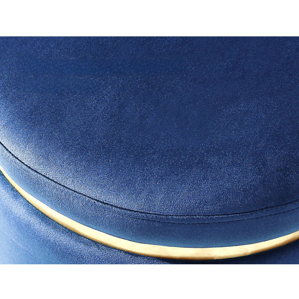 Foot Stool Round Velvet Ottoman Foot Rest Pouf Padded Seat Footstool Navy