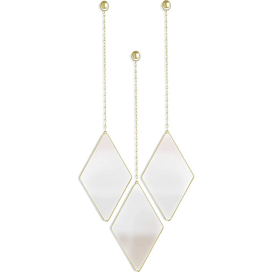 Apartment Decor Trio Wall Art Brass Decorative Wall Mirrors - Set of 3