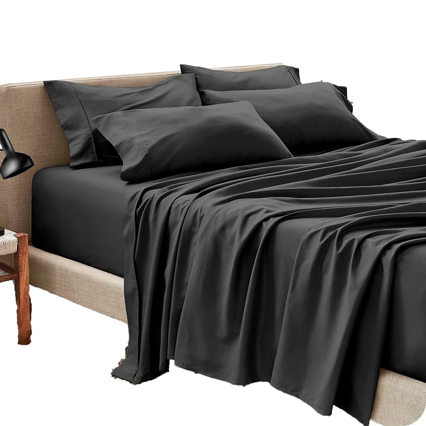 2000TC Hotel Luxury Cooling and  Breathable Bed Sheet Set - Black