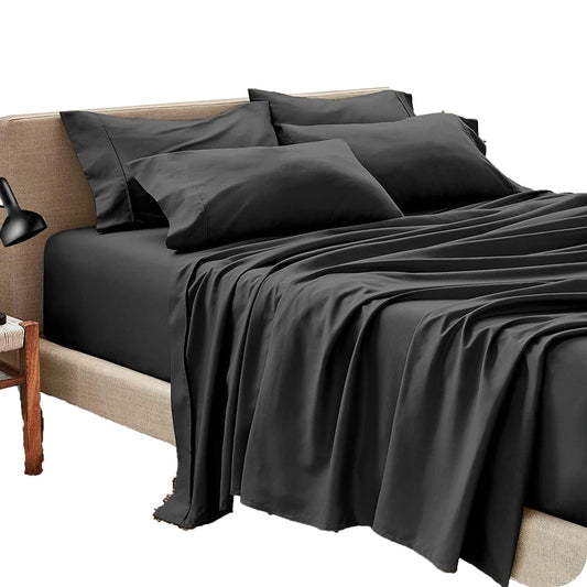2000TC Hotel Luxury Cooling and  Breathable Bed Sheet Set - Black