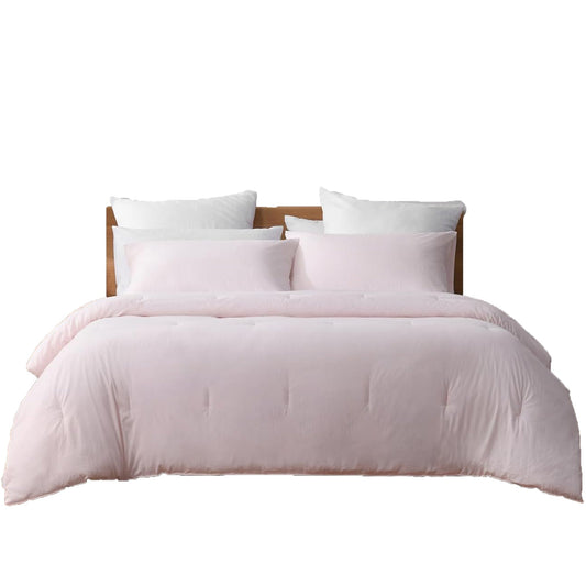 225TC Soft and Cozy Hypoallergenic Cotton Washed Quilt Cover Set - Pink