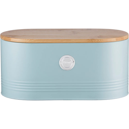Bread Bin with Bamboo Lid - Blue