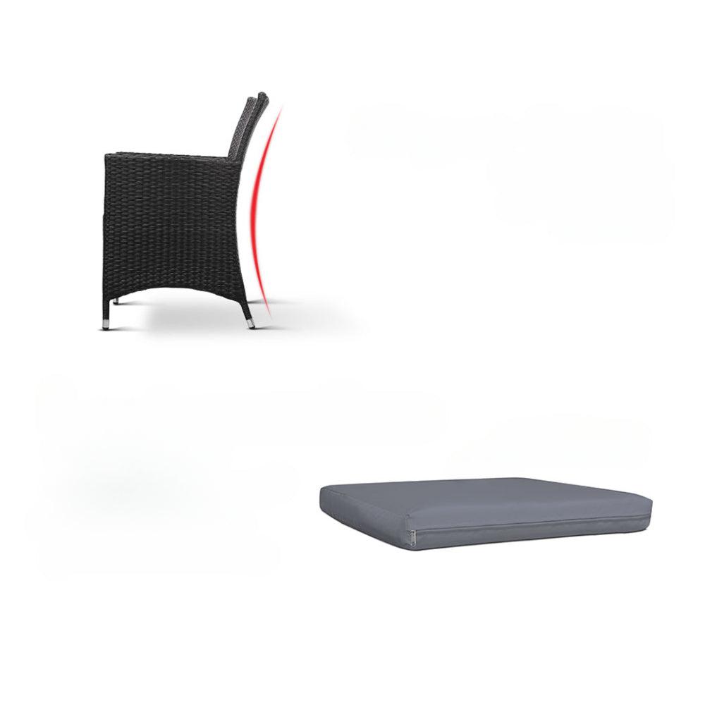 Outdoor Furniture Dining Chair Table Bistro Wicker Patio Set - Black