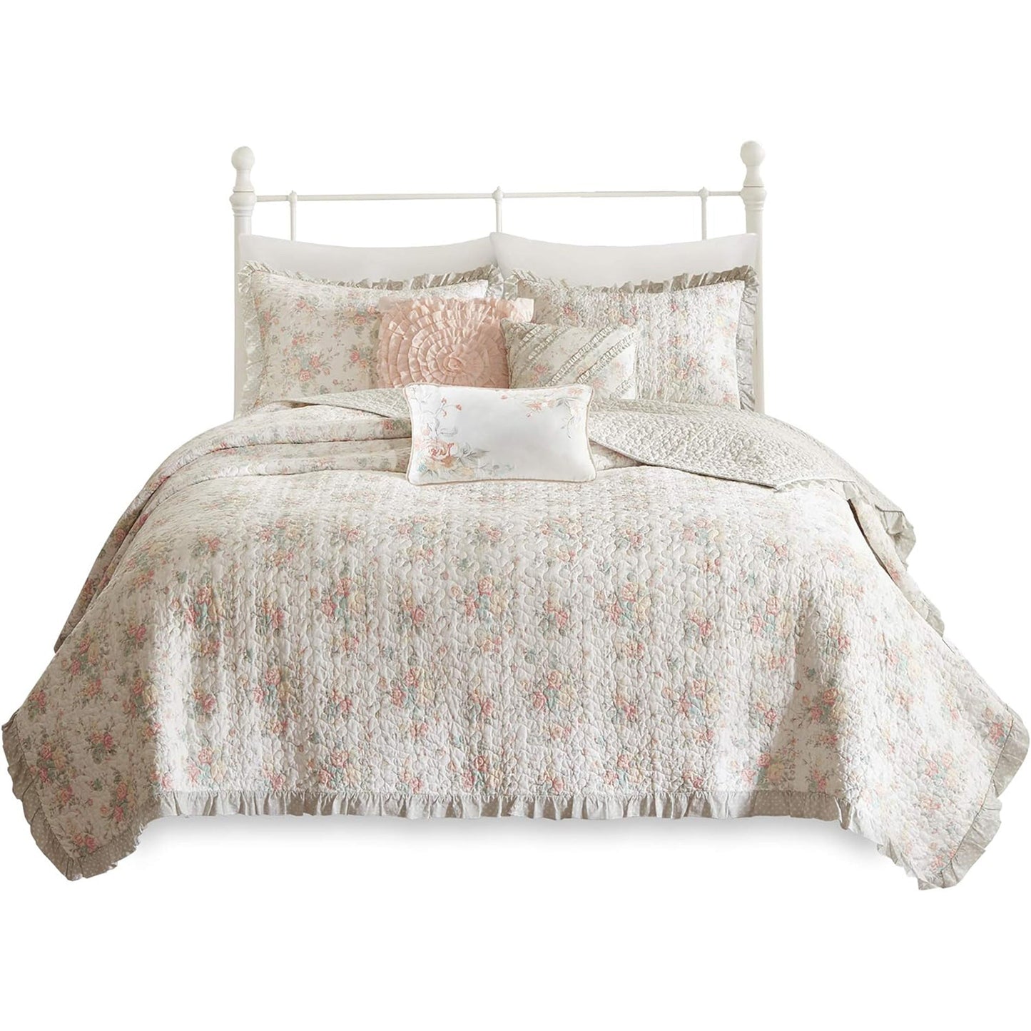 Lightweight 100% Cotton Double Sided Stitching Quilt Set - Pink