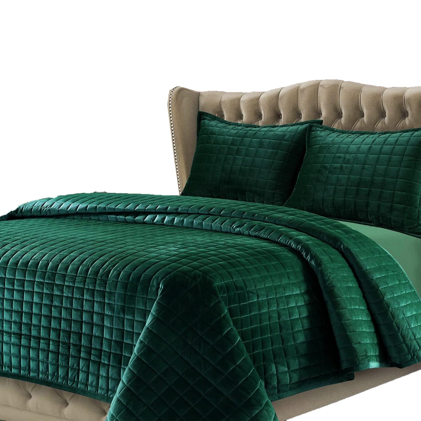 260GSM Super Soft Velvet Box Stitch Bedding Quilt Cover Set - Emerald Green