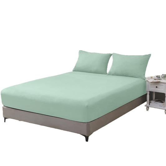 1200TC Sateen Weave Premium 100% Cotton Fitted Sheet - Sage Green