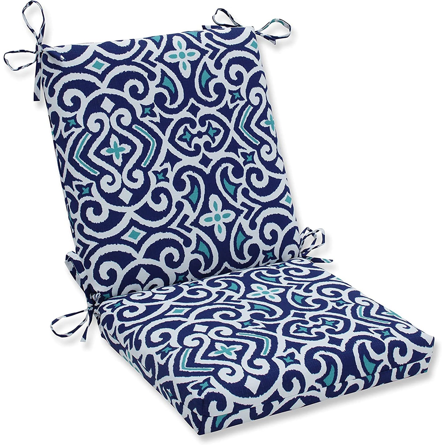 Outdoor Indoor New Damask Marine Square Corner Chair Cushion - Blue