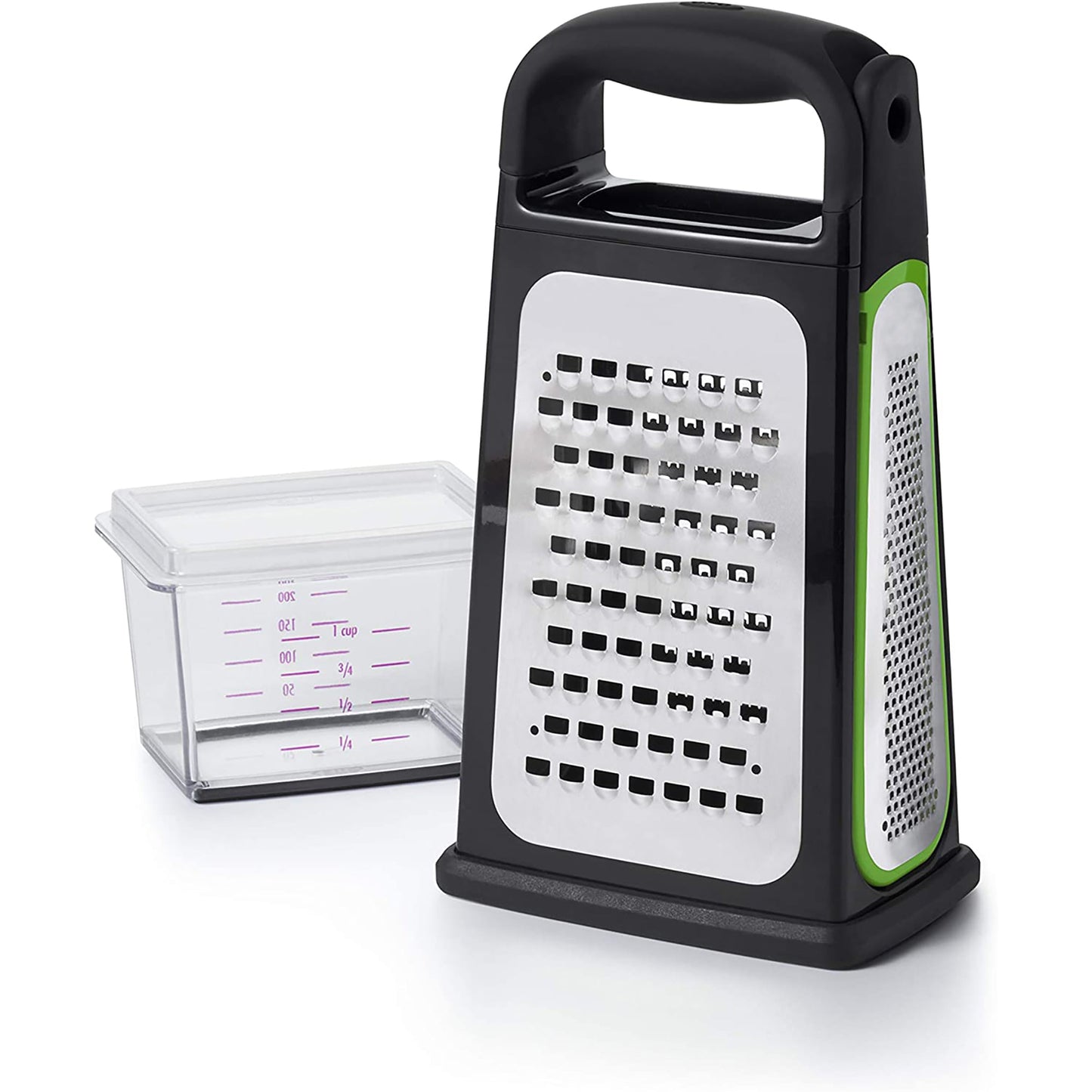 Stainless Steel Box Grater with Removable Zester - Black