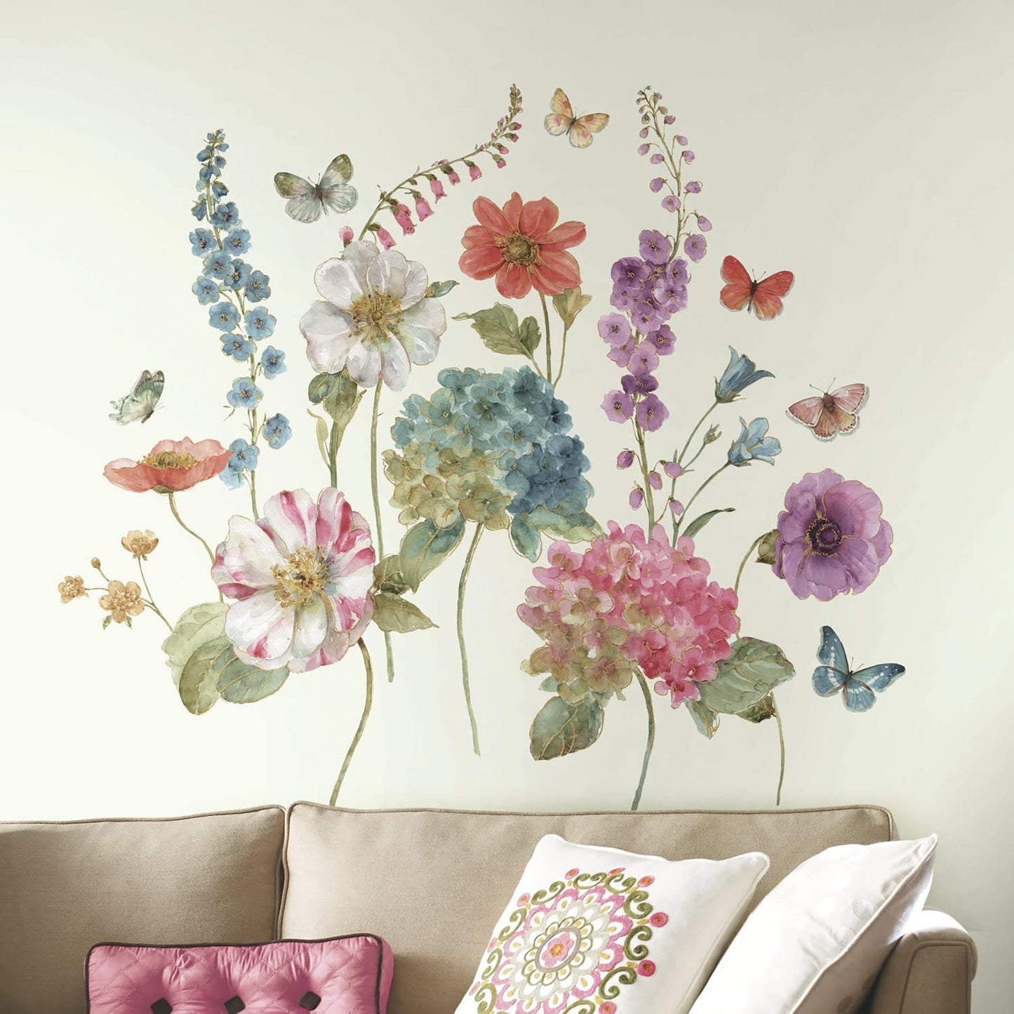 Garden Flowers Peel and Stick 20 Wall Decals for Living Room Bedroom Kitchen