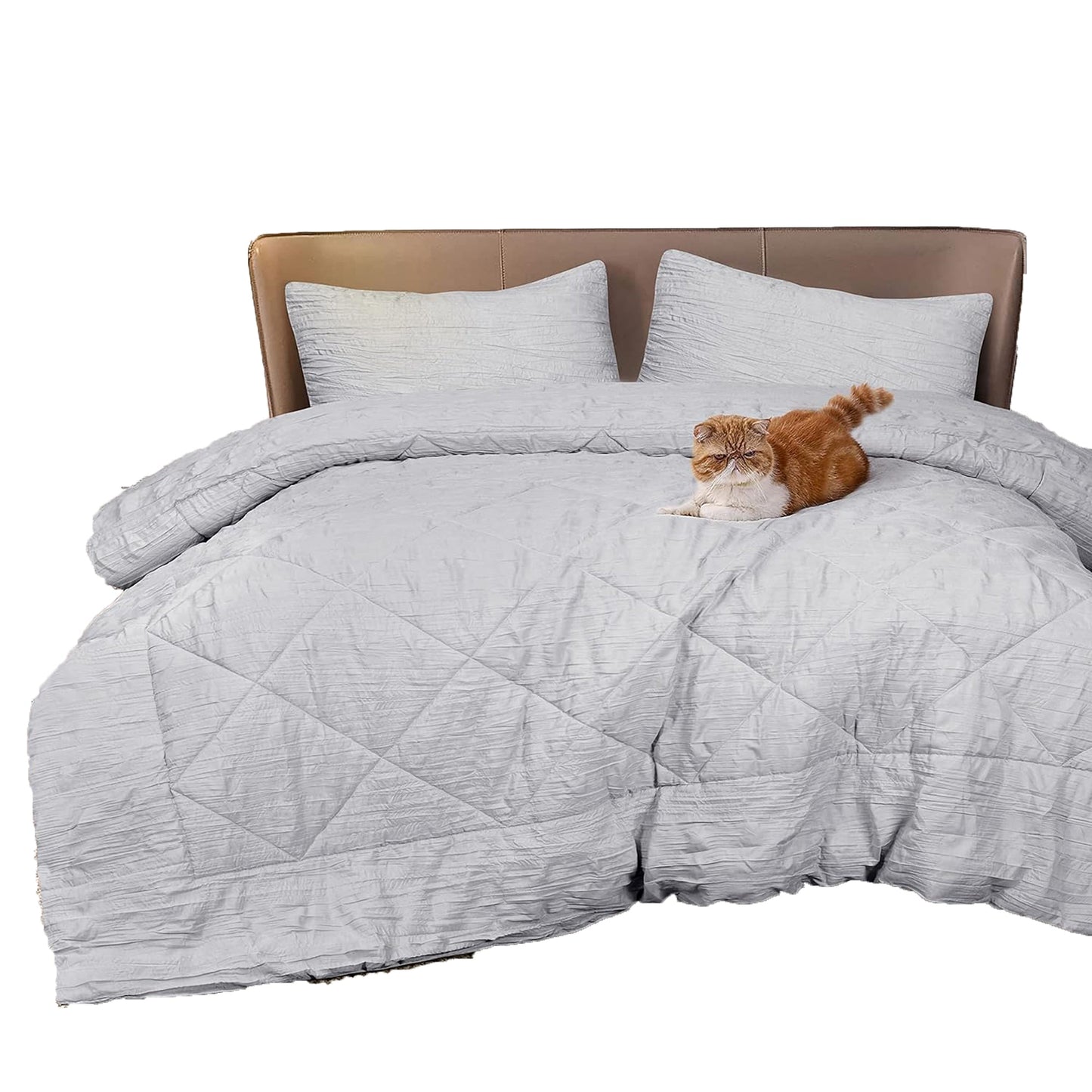 Warm and Cooling Crinkled Comforter Bedding Set - Grey