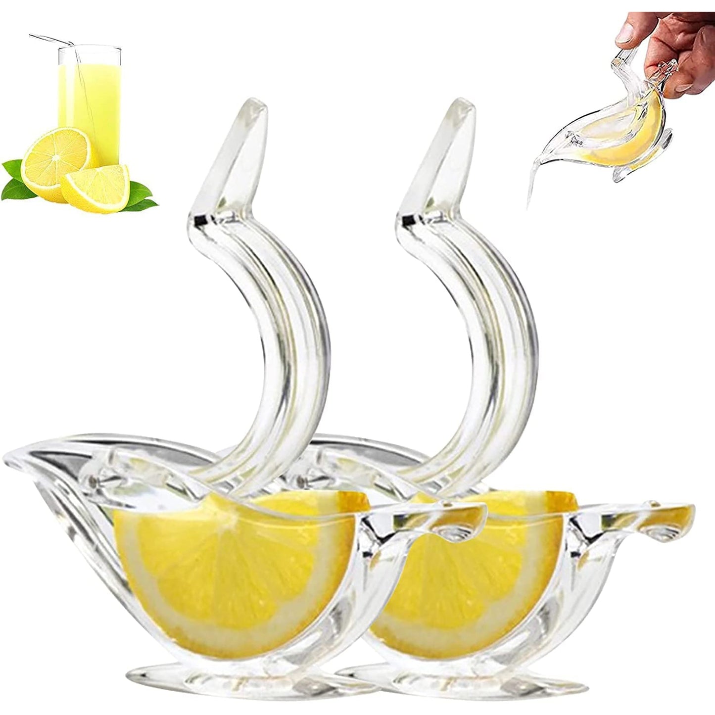 Portable Clear Acrylic Manual Lemon Slice Juicer Squeezer 2 Pcs