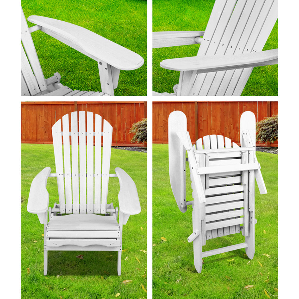 Outdoor Chairs Patio Furniture Beach Adirondack Lounge Set of 2 - White