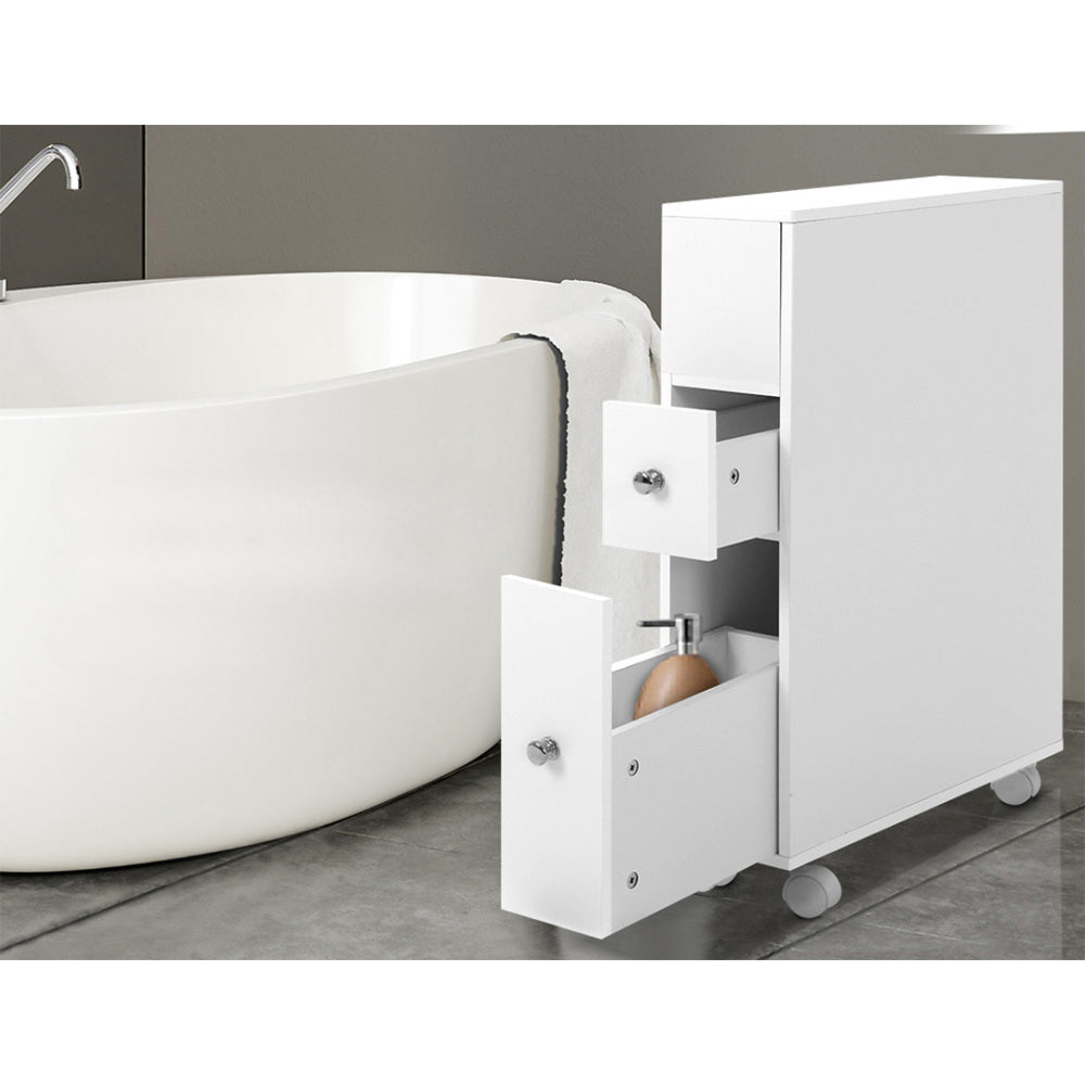 Bathroom Cabinet Toilet Storage Caddy Holder w/ Wheels