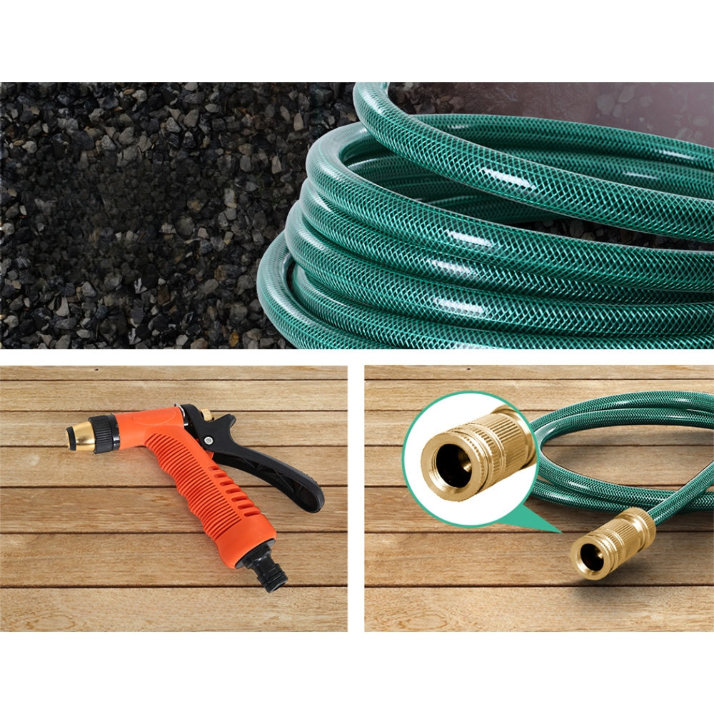 Retractable Hose Reel 30M Garden Water Brass Spray Gun Auto Rewind