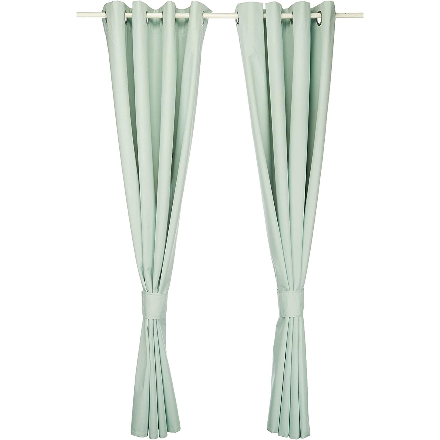 Grommetted Room Darkening Curtain Set with Tie Backs 245x140cm - Seafoam Green