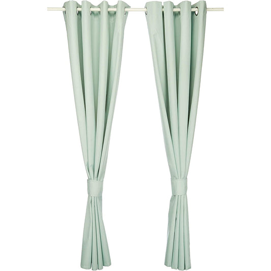 Grommetted Room Darkening Curtain Set with Tie Backs 245x140cm - Seafoam Green