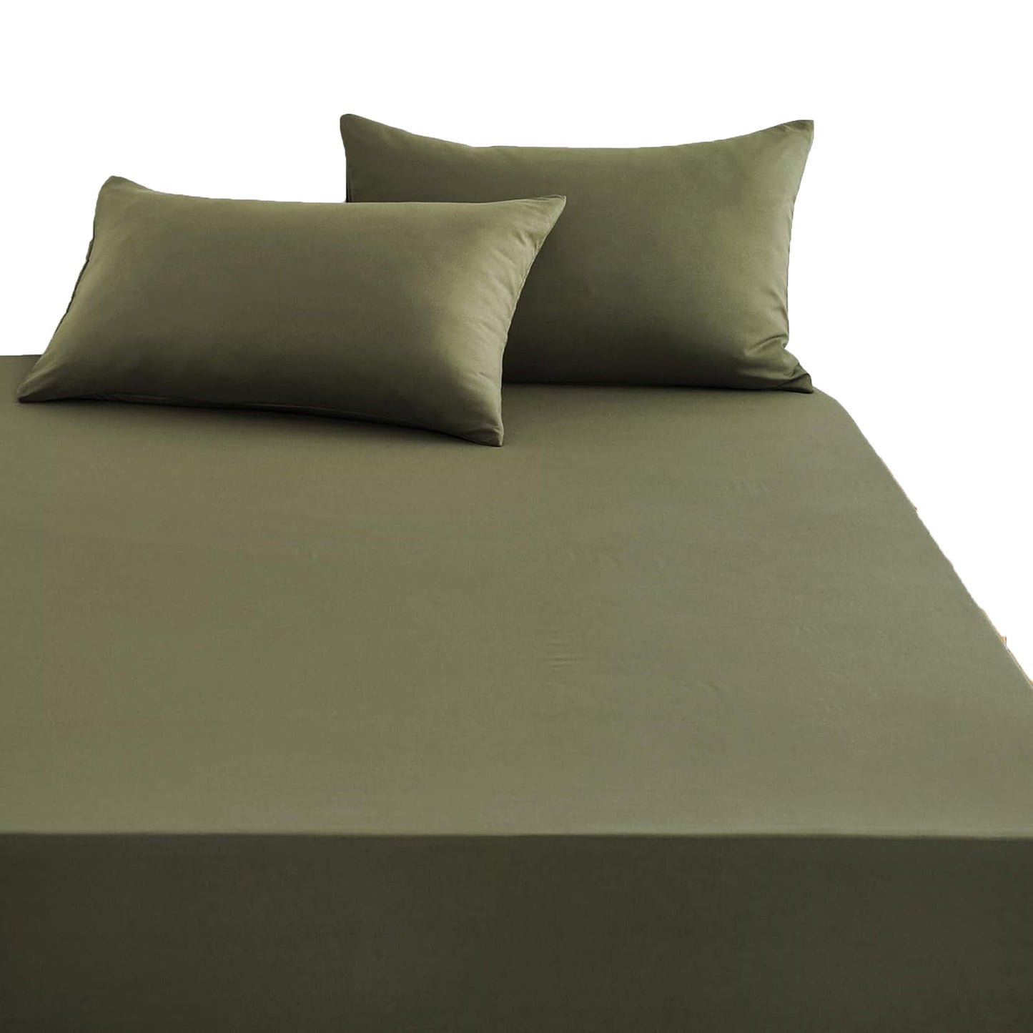 1000TC Ultra Soft Microfibre Extra Deep Fitted Sheet Set - Olive Green