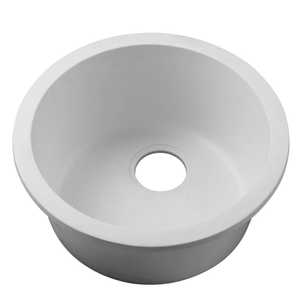 Stone Kitchen Sink Round 430MM Granite Under/Topmount Basin Bowl Laundry White