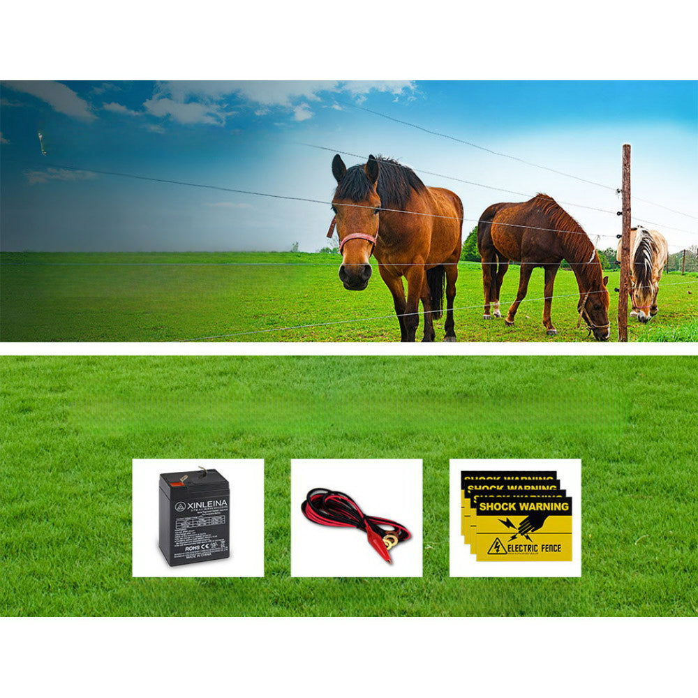 Solar Power Electric Fence Charger Energiser 0.3J - White
