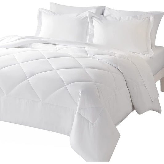 Warm and Cooling Microfibre Comforter Bedding Set - White