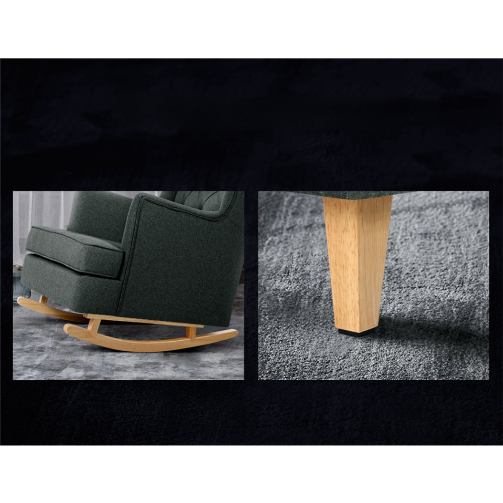 Rocking Armchair Feeding Chair Fabric Armchairs Lounge Recliner Charcoal