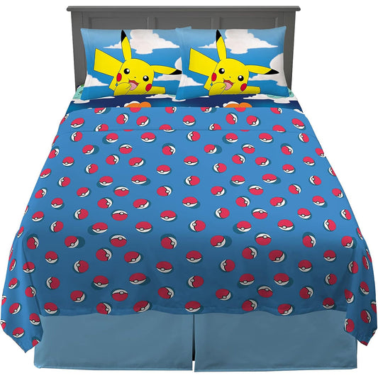 Kids Bedding Super Soft Microfibre Bed Sheet Set - Multicolour Pokemon